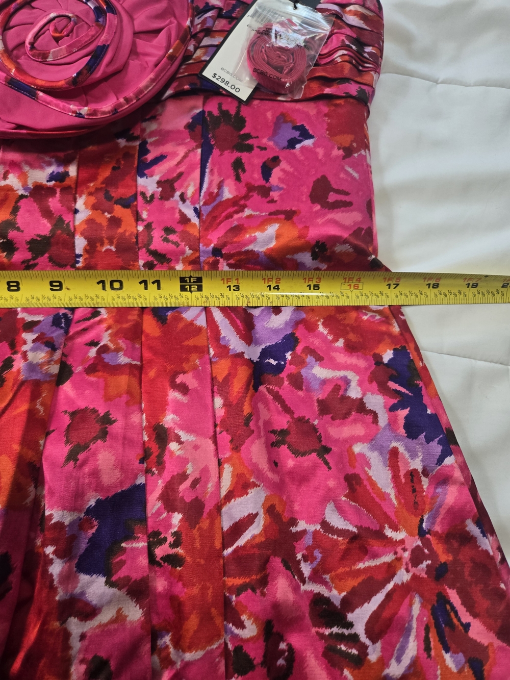 BCBGMaxAzria Hot Pink Floral Strapless Dress - Picture 9 of 14